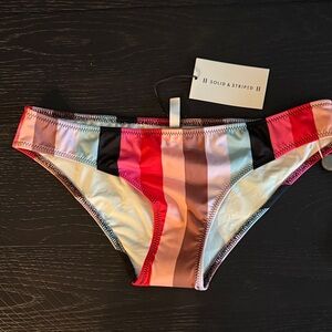 SOLID & STRIPED Womens Colorful Striped Bikini Bottom Size Small